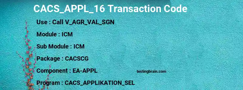SAP CACS_APPL_16 transaction code