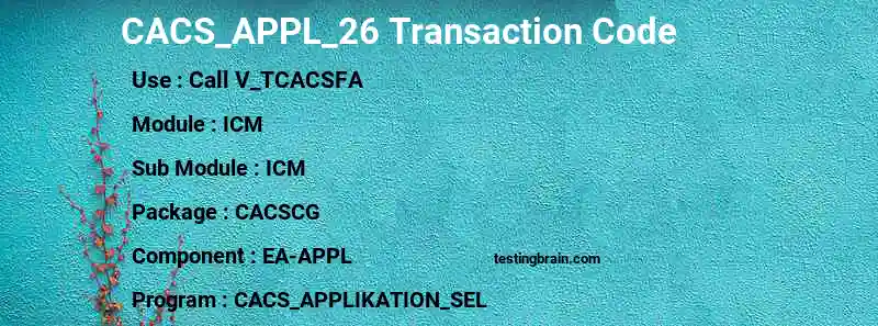 SAP CACS_APPL_26 transaction code