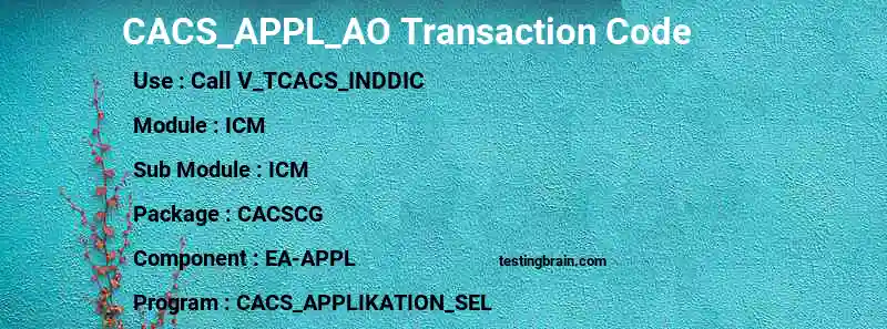 SAP CACS_APPL_AO transaction code
