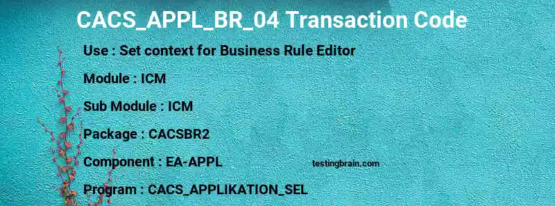 SAP CACS_APPL_BR_04 transaction code