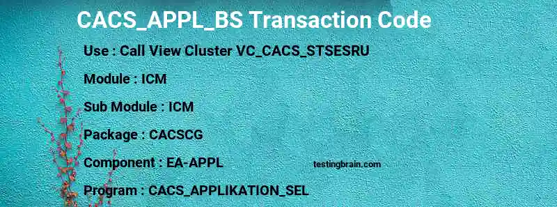 SAP CACS_APPL_BS transaction code
