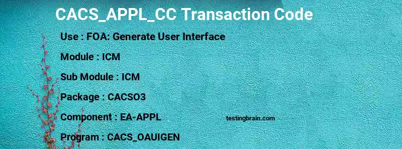 SAP CACS_APPL_CC transaction code