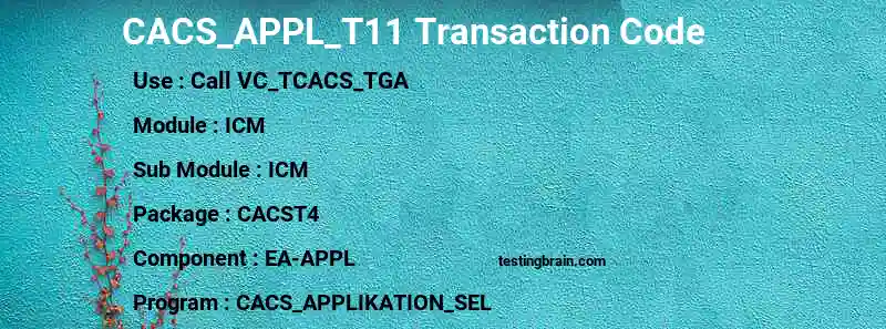 SAP CACS_APPL_T11 transaction code