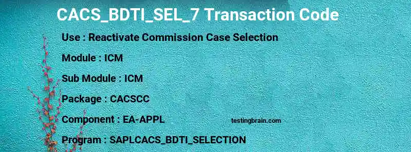 SAP CACS_BDTI_SEL_7 transaction code