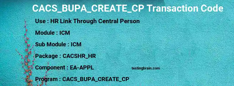 SAP CACS_BUPA_CREATE_CP transaction code