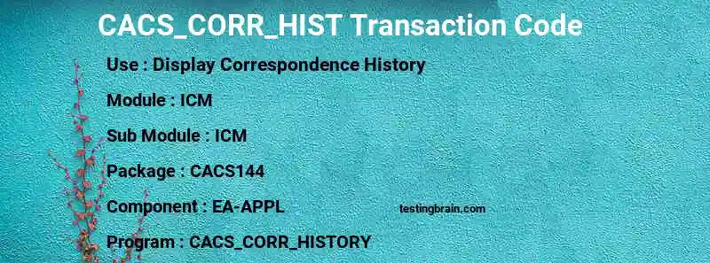SAP CACS_CORR_HIST transaction code