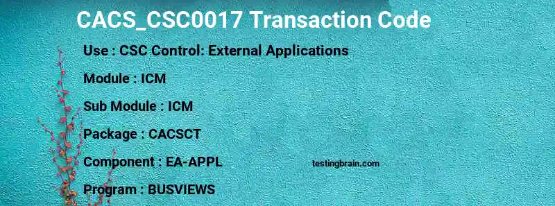 SAP CACS_CSC0017 transaction code