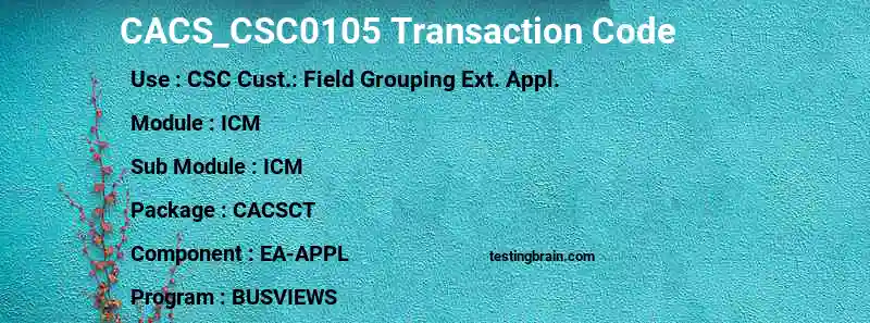 SAP CACS_CSC0105 transaction code