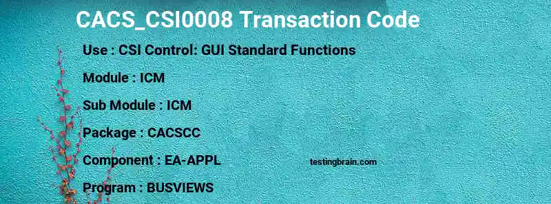 SAP CACS_CSI0008 transaction code