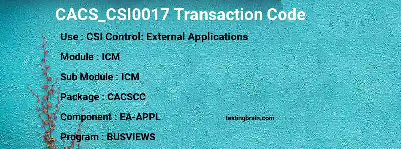 SAP CACS_CSI0017 transaction code