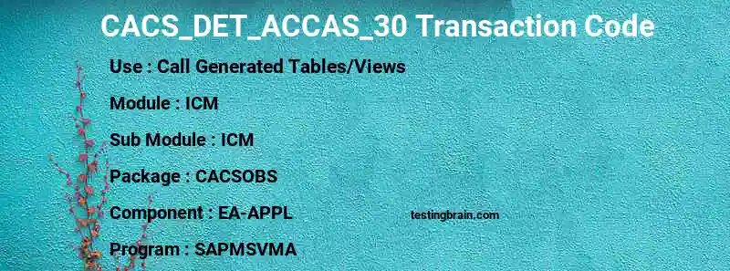 SAP CACS_DET_ACCAS_30 transaction code