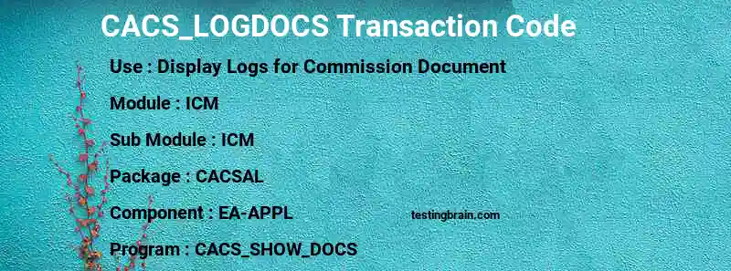 SAP CACS_LOGDOCS transaction code