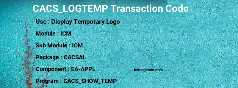 SAP CACS_LOGTEMP transaction code