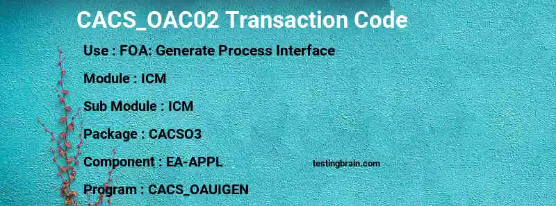 SAP CACS_OAC02 transaction code