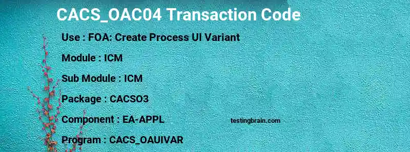 SAP CACS_OAC04 transaction code