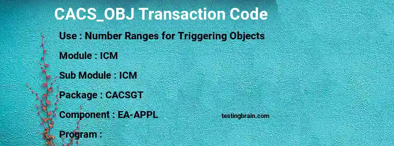 SAP CACS_OBJ transaction code