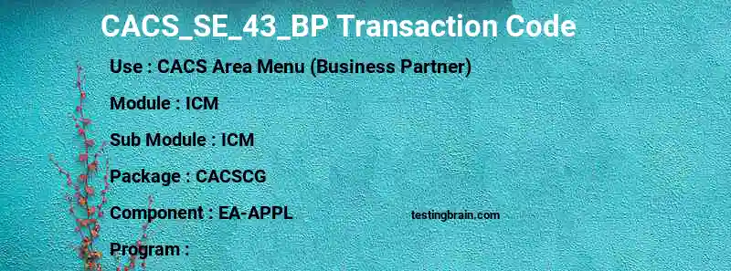 SAP CACS_SE_43_BP transaction code