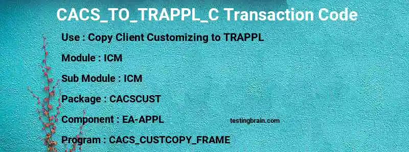 SAP CACS_TO_TRAPPL_C transaction code