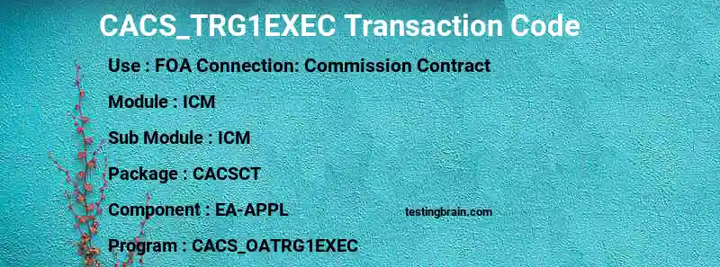 SAP CACS_TRG1EXEC transaction code