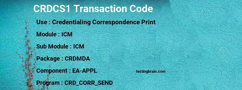 SAP CRDCS1 transaction code