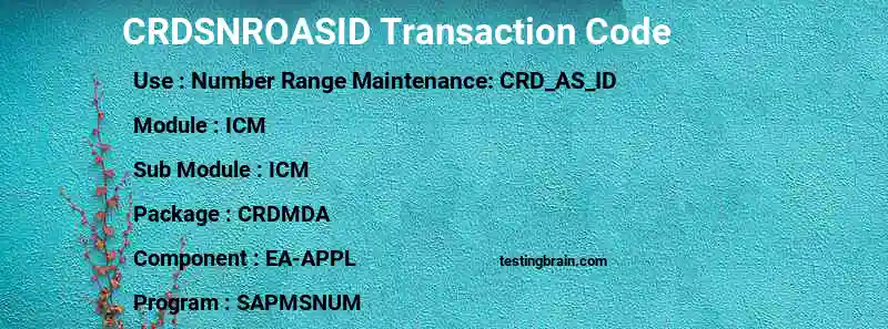 SAP CRDSNROASID transaction code