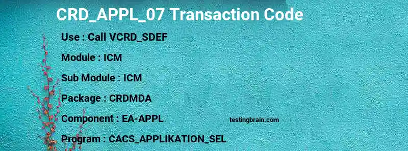 SAP CRD_APPL_07 transaction code