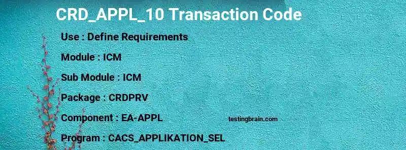 SAP CRD_APPL_10 transaction code