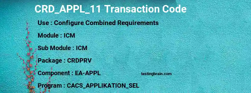 SAP CRD_APPL_11 transaction code