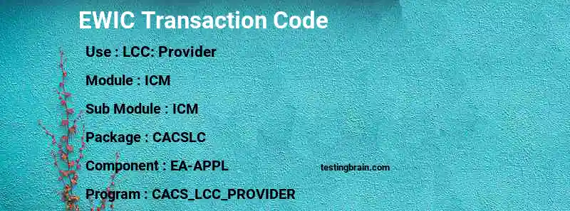 SAP EWIC transaction code