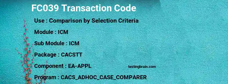 SAP FC039 transaction code