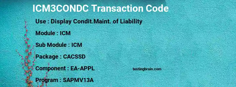 SAP ICM3CONDC transaction code