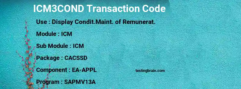 SAP ICM3COND transaction code