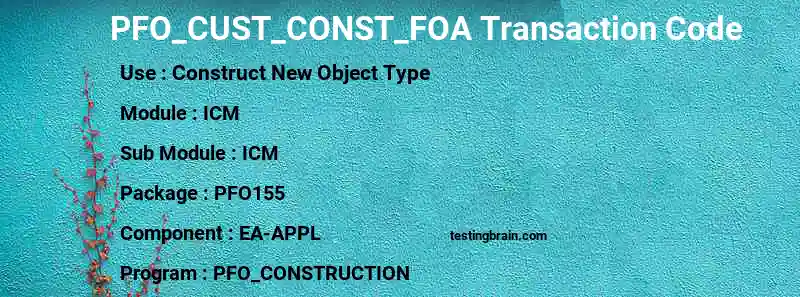 SAP PFO_CUST_CONST_FOA transaction code