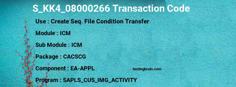 SAP S_KK4_08000266 transaction code