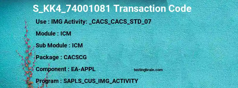 SAP S_KK4_74001081 transaction code