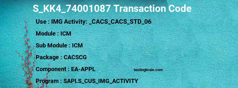 SAP S_KK4_74001087 transaction code