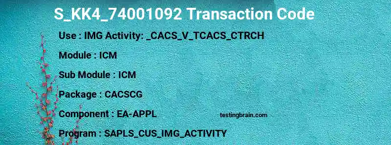 SAP S_KK4_74001092 transaction code