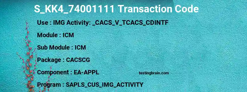 SAP S_KK4_74001111 transaction code