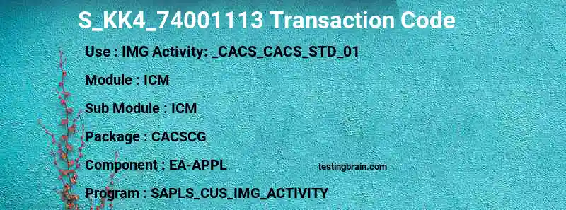 SAP S_KK4_74001113 transaction code