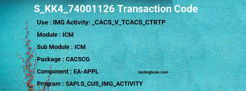 SAP S_KK4_74001126 transaction code