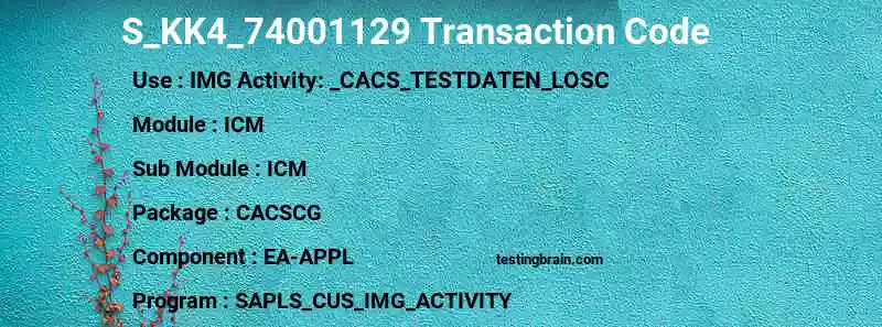 SAP S_KK4_74001129 transaction code