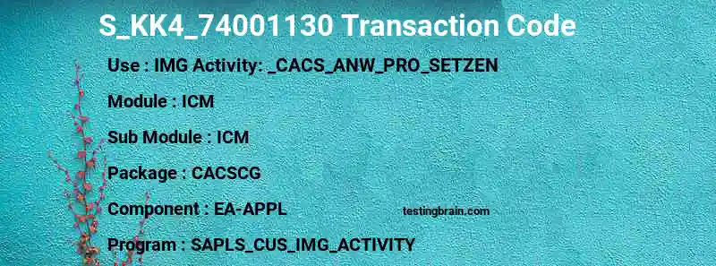 SAP S_KK4_74001130 transaction code