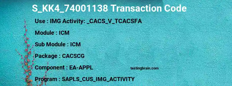 SAP S_KK4_74001138 transaction code