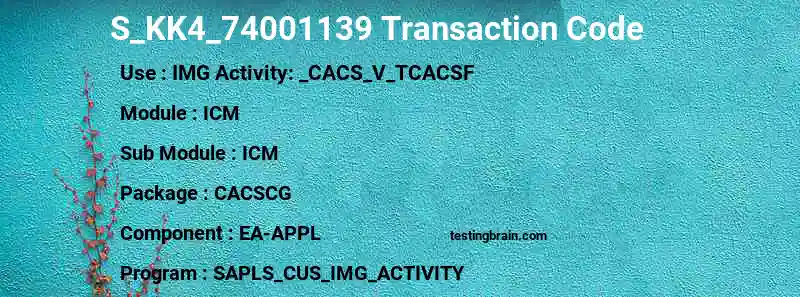 SAP S_KK4_74001139 transaction code
