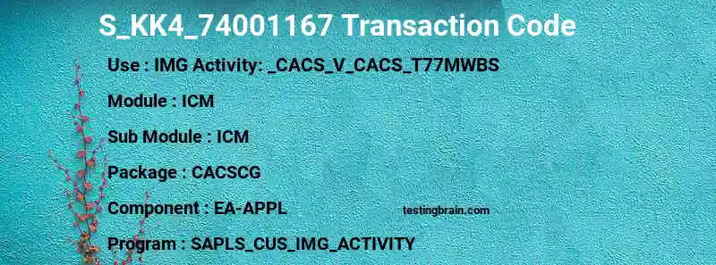 SAP S_KK4_74001167 transaction code