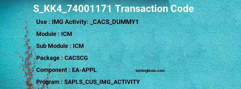 SAP S_KK4_74001171 transaction code