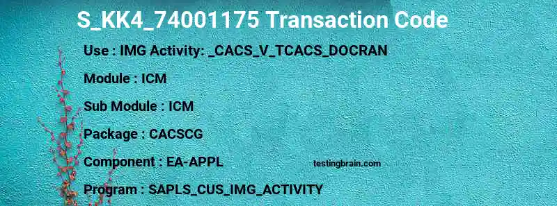 SAP S_KK4_74001175 transaction code
