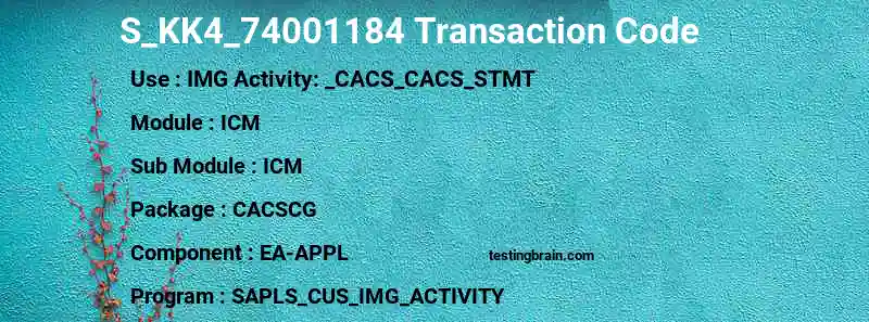 SAP S_KK4_74001184 transaction code