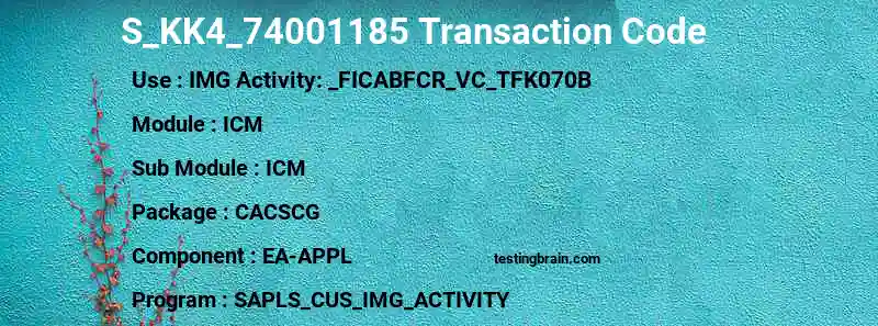 SAP S_KK4_74001185 transaction code