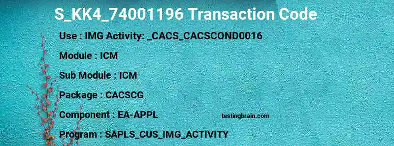 SAP S_KK4_74001196 transaction code